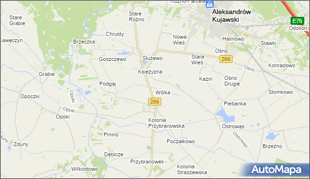 mapa Wólka gmina Aleksandrów Kujawski, Wólka gmina Aleksandrów Kujawski na mapie Targeo