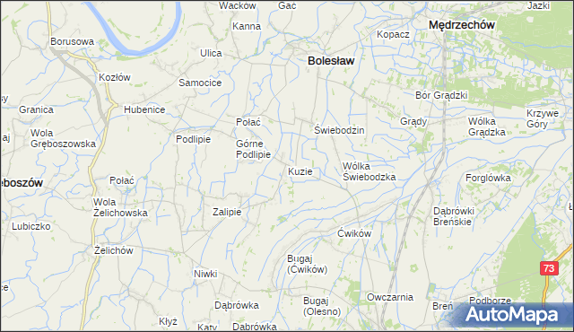mapa Kuzie gmina Bolesław, Kuzie gmina Bolesław na mapie Targeo