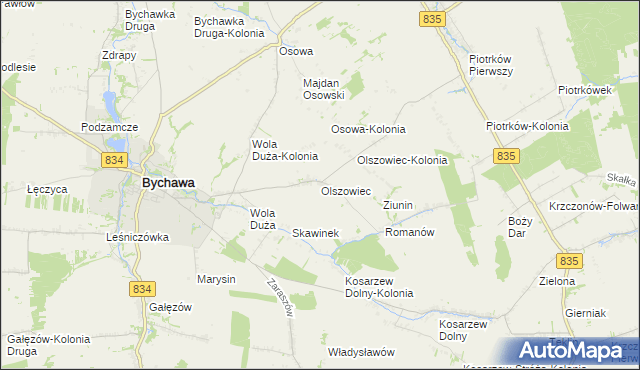 mapa Olszowiec gmina Bychawa, Olszowiec gmina Bychawa na mapie Targeo