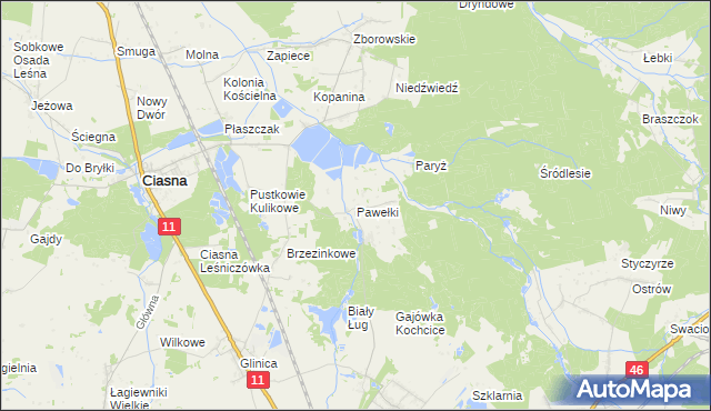 mapa Pawełki gmina Kochanowice, Pawełki gmina Kochanowice na mapie Targeo