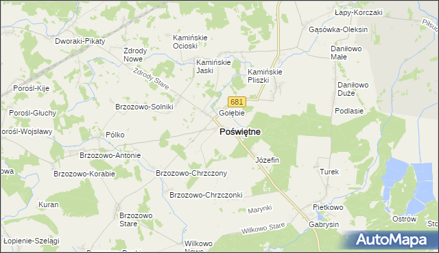 mapa Poświętne powiat białostocki, Poświętne powiat białostocki na mapie Targeo