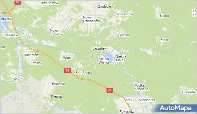 mapa Sielpia Wielka, Sielpia Wielka na mapie Targeo