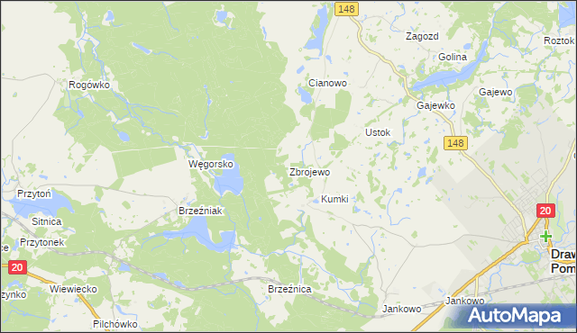 mapa Zbrojewo, Zbrojewo na mapie Targeo