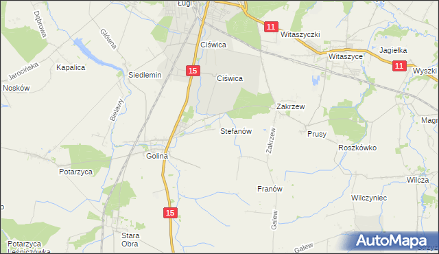 mapa Stefanów gmina Jarocin, Stefanów gmina Jarocin na mapie Targeo