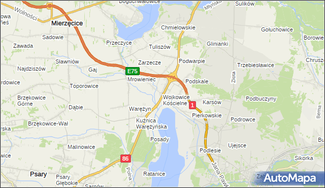 mapa Wojkowice Kościelne, Wojkowice Kościelne na mapie Targeo