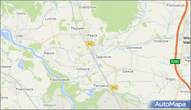 mapa Zajączków gmina Oborniki Śląskie, Zajączków gmina Oborniki Śląskie na mapie Targeo