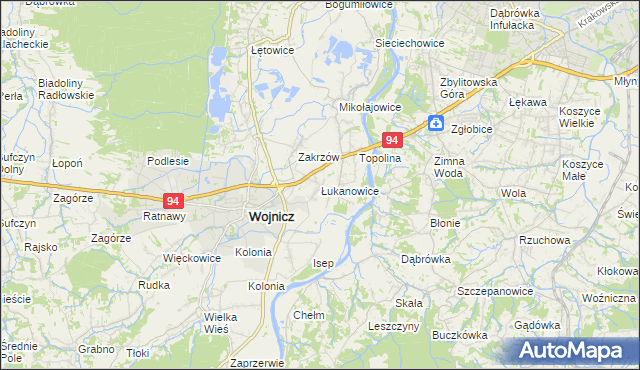 mapa Łukanowice, Łukanowice na mapie Targeo