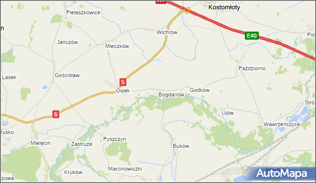 mapa Bogdanów gmina Kostomłoty, Bogdanów gmina Kostomłoty na mapie Targeo