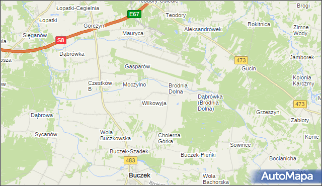 mapa Brodnia Górna, Brodnia Górna na mapie Targeo