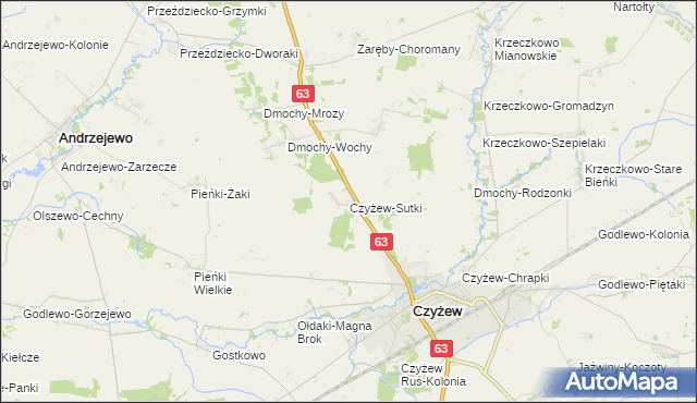 mapa Czyżew-Sutki, Czyżew-Sutki na mapie Targeo