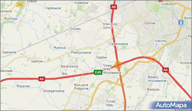 mapa Gądów, Gądów na mapie Targeo