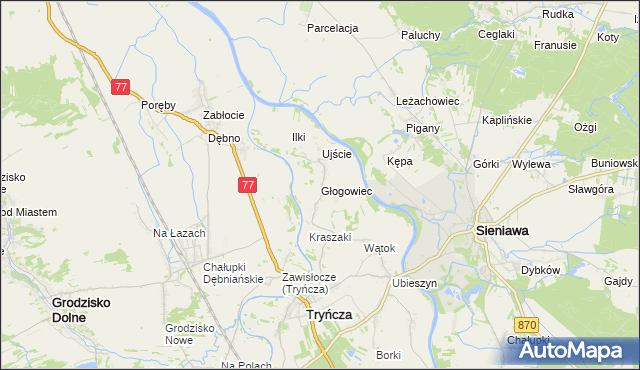 mapa Głogowiec gmina Tryńcza, Głogowiec gmina Tryńcza na mapie Targeo