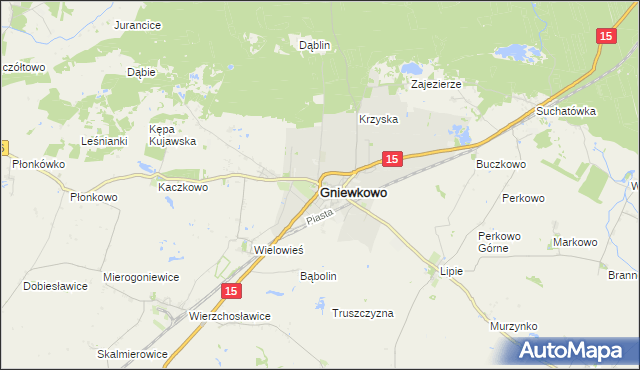 mapa Gniewkowo powiat inowrocławski, Gniewkowo powiat inowrocławski na mapie Targeo