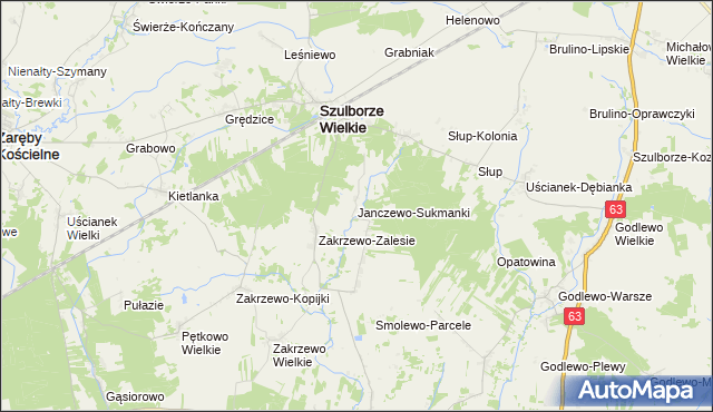 mapa Janczewo-Sukmanki, Janczewo-Sukmanki na mapie Targeo