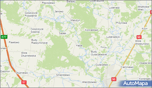 mapa Kępa gmina Sochocin, Kępa gmina Sochocin na mapie Targeo