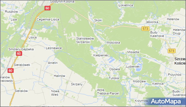 mapa Kiełpieniec, Kiełpieniec na mapie Targeo