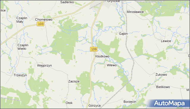 mapa Kłodkowo, Kłodkowo na mapie Targeo