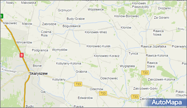 mapa Kłonowiec-Koracz, Kłonowiec-Koracz na mapie Targeo
