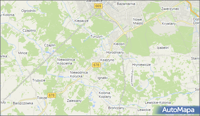 mapa Księżyno, Księżyno na mapie Targeo