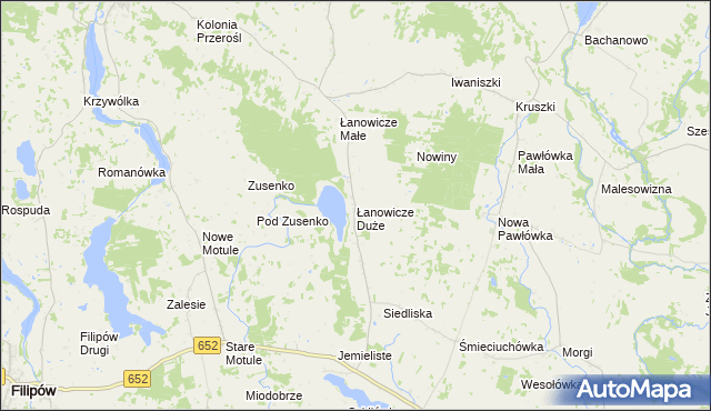 mapa Łanowicze Duże, Łanowicze Duże na mapie Targeo
