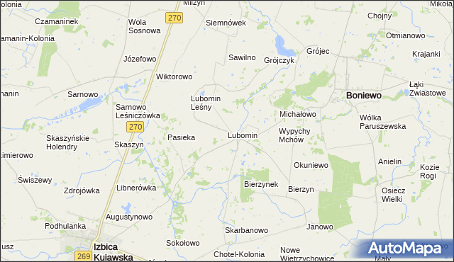 mapa Lubomin gmina Boniewo, Lubomin gmina Boniewo na mapie Targeo