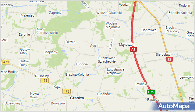 mapa Lutosławice Szlacheckie, Lutosławice Szlacheckie na mapie Targeo