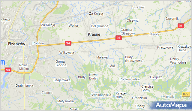 mapa Malawa gmina Krasne, Malawa gmina Krasne na mapie Targeo