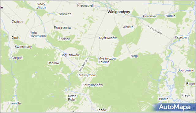 mapa Myśliwczów Kolonia, Myśliwczów Kolonia na mapie Targeo