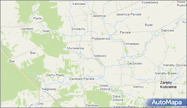 mapa Nieskórz, Nieskórz na mapie Targeo