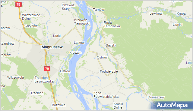 mapa Ostrów gmina Maciejowice, Ostrów gmina Maciejowice na mapie Targeo