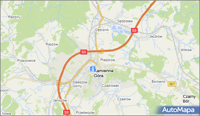 mapa Ptaszków, Ptaszków na mapie Targeo