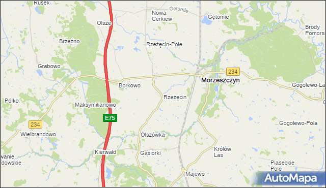 mapa Rzeżęcin, Rzeżęcin na mapie Targeo