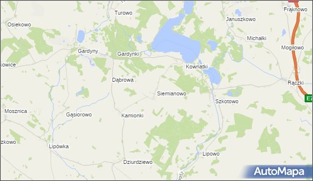 mapa Siemianowo gmina Kozłowo, Siemianowo gmina Kozłowo na mapie Targeo