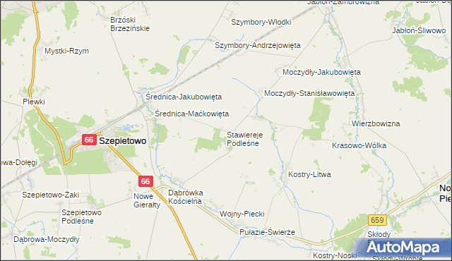 mapa Stawiereje Podleśne, Stawiereje Podleśne na mapie Targeo