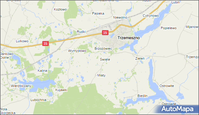 mapa Święte gmina Trzemeszno, Święte gmina Trzemeszno na mapie Targeo