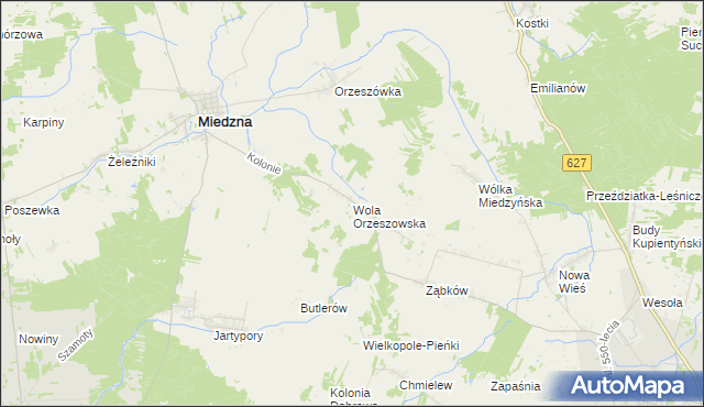 mapa Wola Orzeszowska, Wola Orzeszowska na mapie Targeo