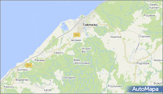 mapa Wysoki Bór, Wysoki Bór na mapie Targeo