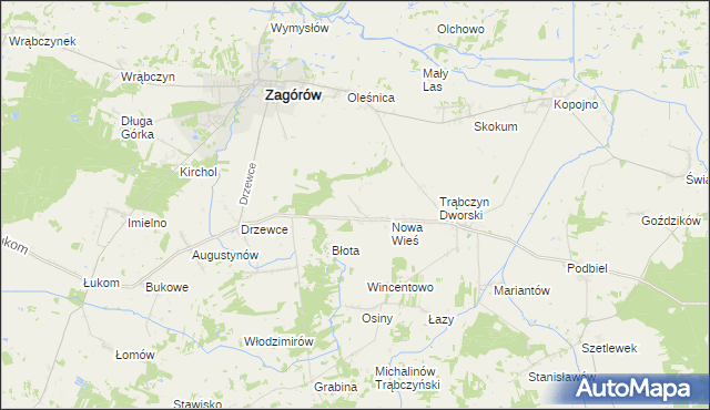 mapa Zalesie gmina Zagórów, Zalesie gmina Zagórów na mapie Targeo