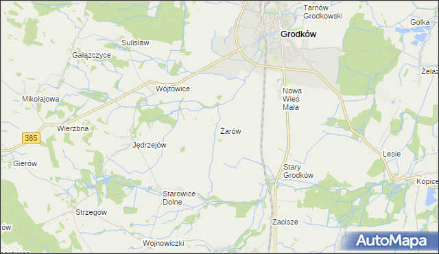 mapa Żarów gmina Grodków, Żarów gmina Grodków na mapie Targeo