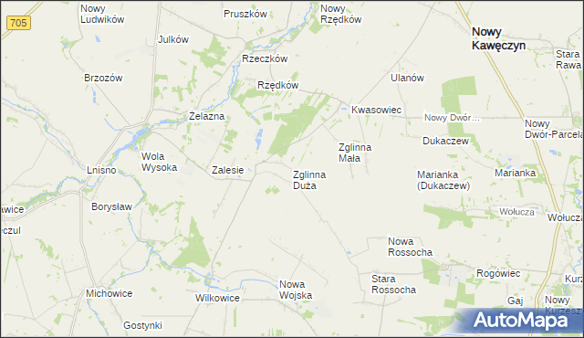 mapa Zglinna Duża, Zglinna Duża na mapie Targeo