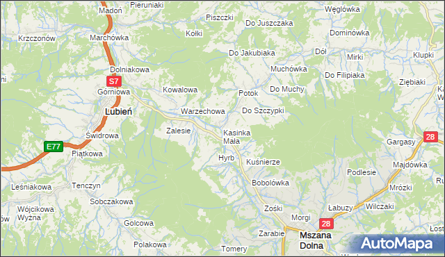 mapa Kasinka Mała, Kasinka Mała na mapie Targeo