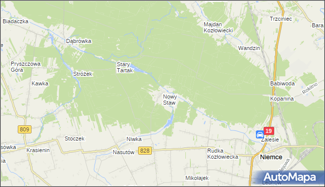 mapa Nowy Staw gmina Niemce, Nowy Staw gmina Niemce na mapie Targeo