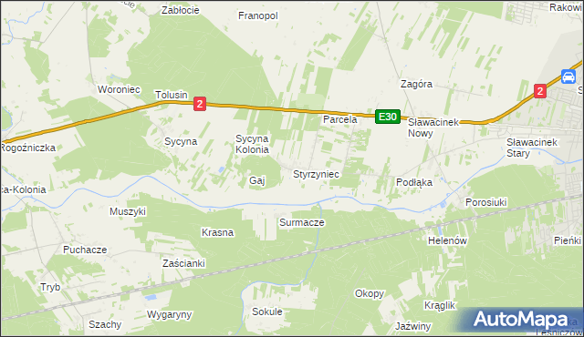 mapa Styrzyniec, Styrzyniec na mapie Targeo