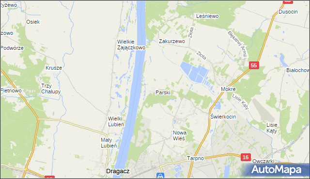 mapa Parski gmina Grudziądz, Parski gmina Grudziądz na mapie Targeo