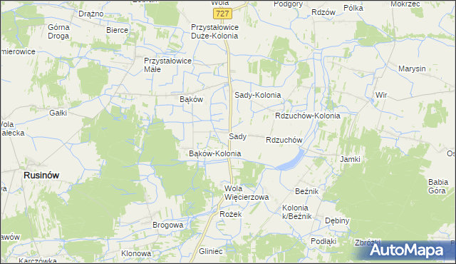 mapa Sady gmina Potworów, Sady gmina Potworów na mapie Targeo