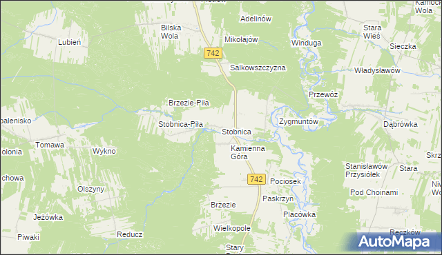 mapa Stobnica gmina Ręczno, Stobnica gmina Ręczno na mapie Targeo