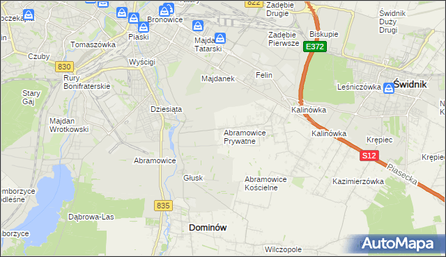 mapa Abramowice Prywatne, Abramowice Prywatne na mapie Targeo