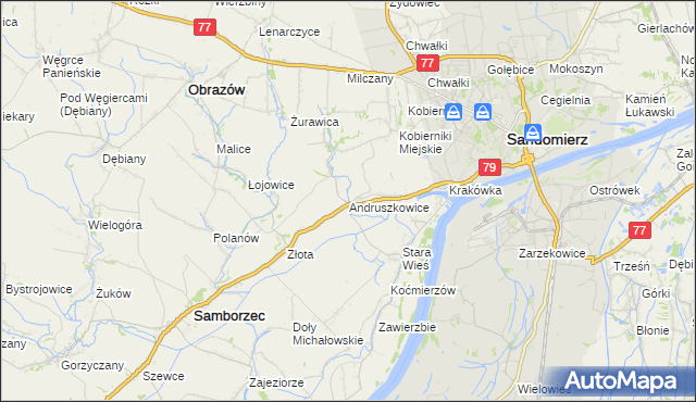 mapa Andruszkowice, Andruszkowice na mapie Targeo