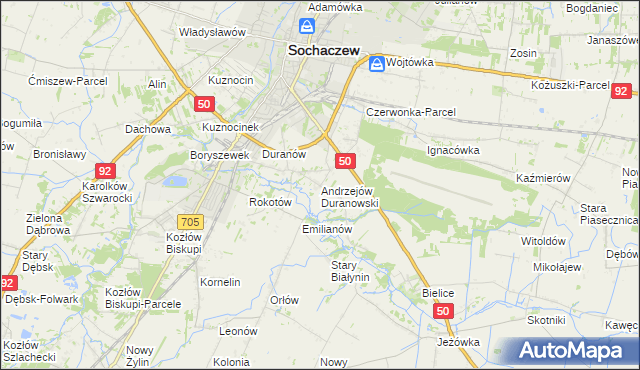 mapa Andrzejów Duranowski, Andrzejów Duranowski na mapie Targeo