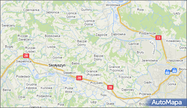 mapa Bączal Dolny, Bączal Dolny na mapie Targeo